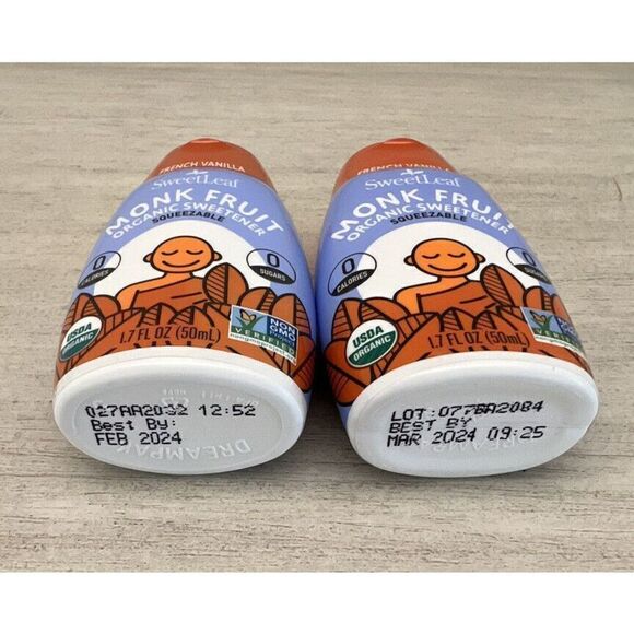 Organic Monk Fruit Sweetener Squeezable French Vanilla Two Pack Combo 2/2024Exp - Picture 3 of 3